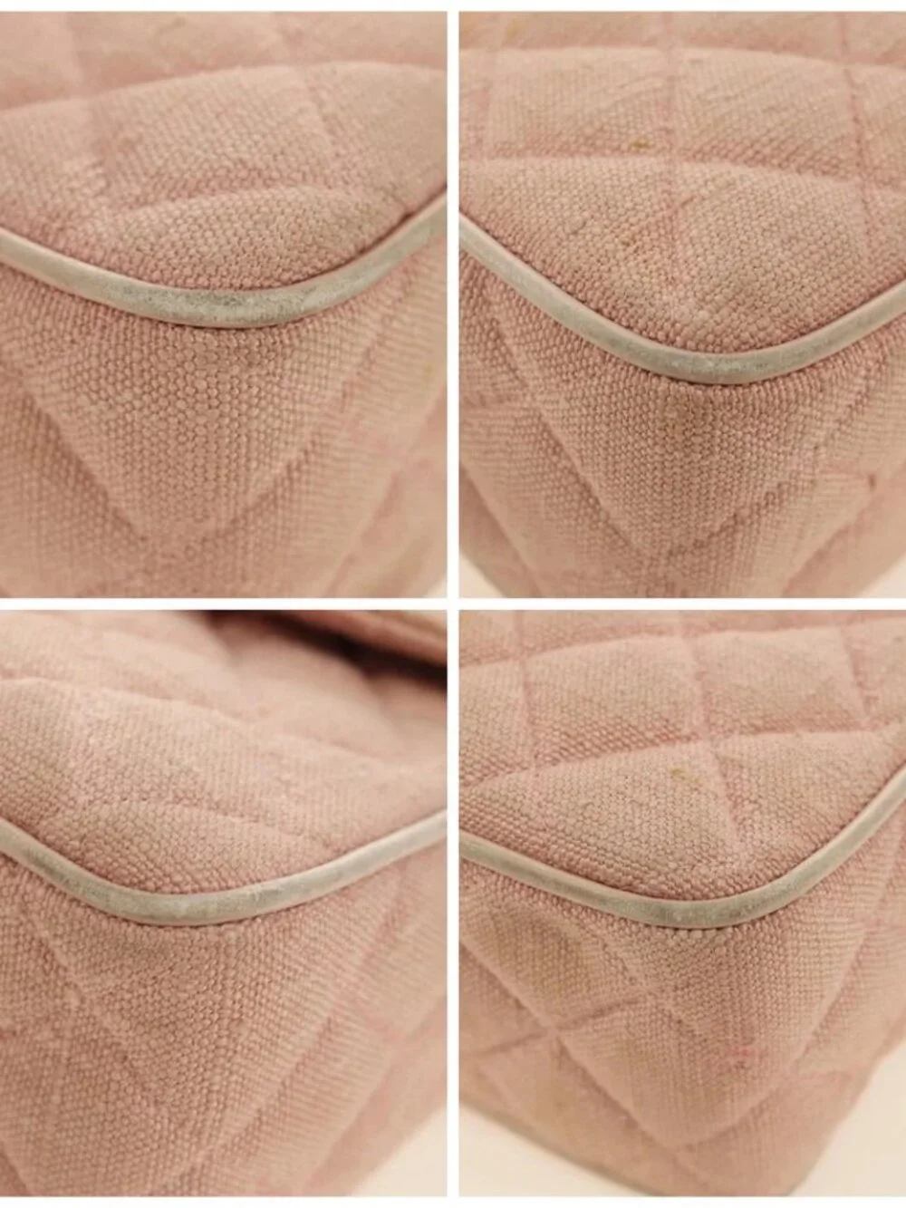 CHANEL Matelasse Chain Shoulder Bag Canvas Pink Gold CC Auth 183065M